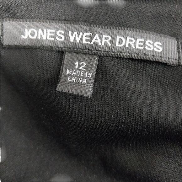 JONES WEAR DRESS! BLACK DRAPEY, FLOWING STRETCH KNIT CRISS-CROSS DRESS! SZ 12 - Picture 9 of 10